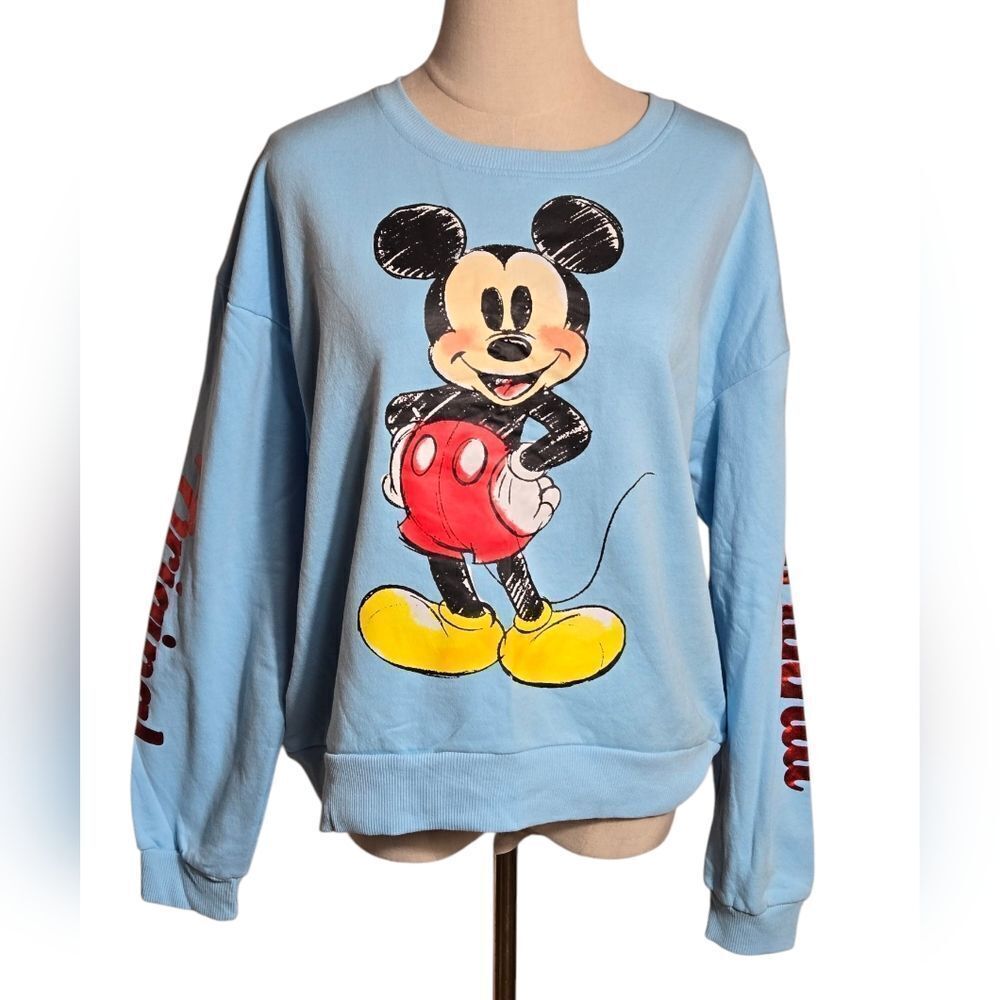 Disney Blue Mickey Mouse Crew Neck Sweatshirt Plus Size
